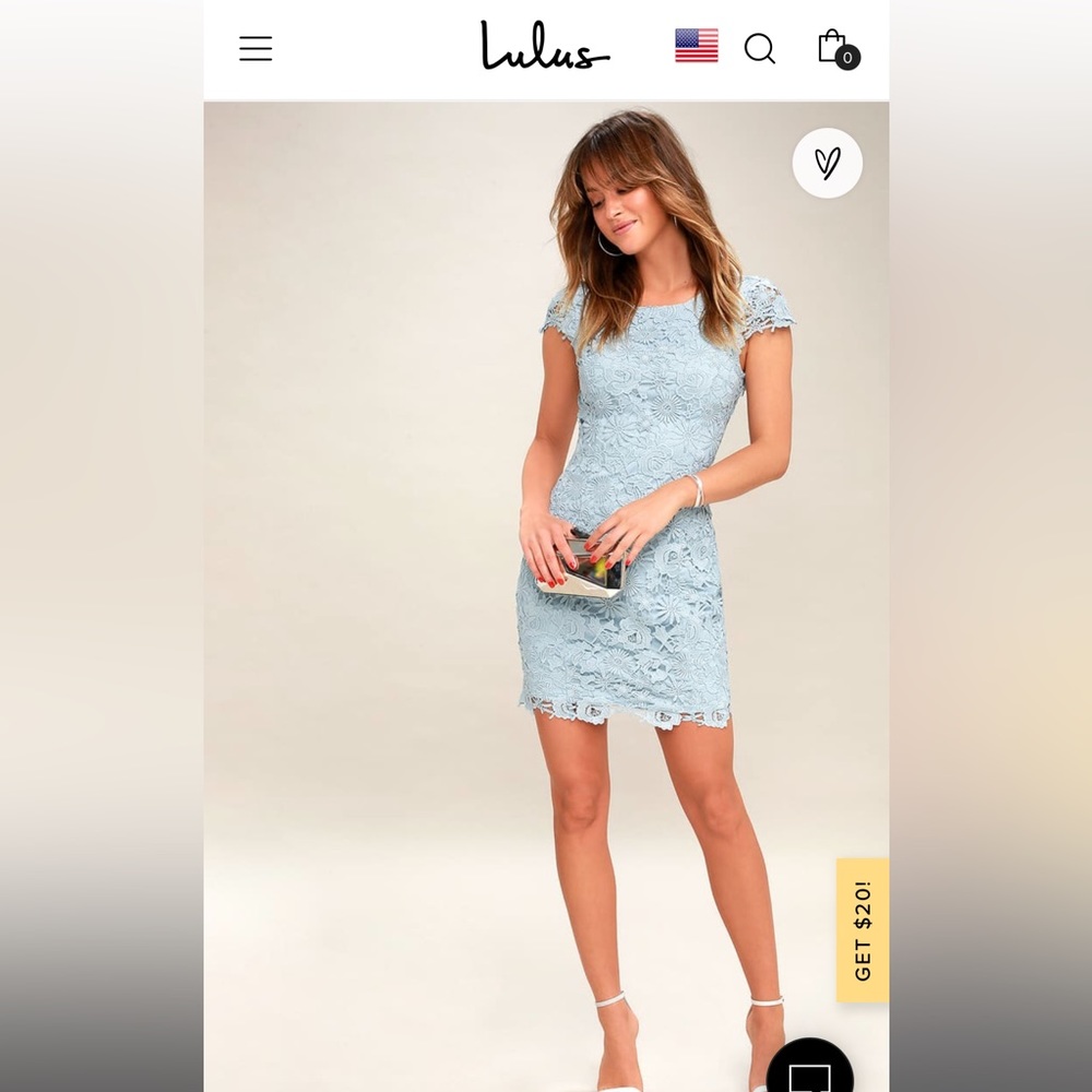 Lulus Romance Language Light Blue Backless Lace Dress